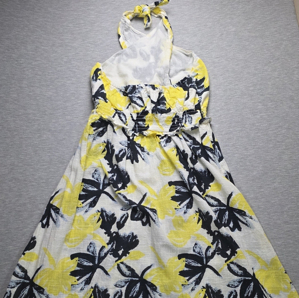 Walter Baker Yellow and Black Floral Halter Top Midi Dress Size Medium - Picture 9 of 10